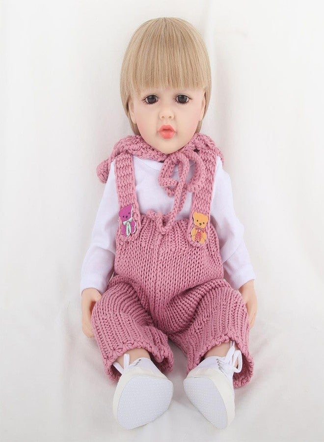 RABRA Reborn Baby Dolls Girl, 22" Beautiful Lifelike Doll Full Body Vinyl Silicone with Long Hair for Kids, Realistic Newborn Baby Doll with Feeding Toy for Birthday Christmas, Multicolor - Image 2